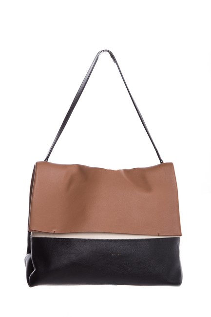 Celine All Soft IvoryBlack Leather Brown Tote