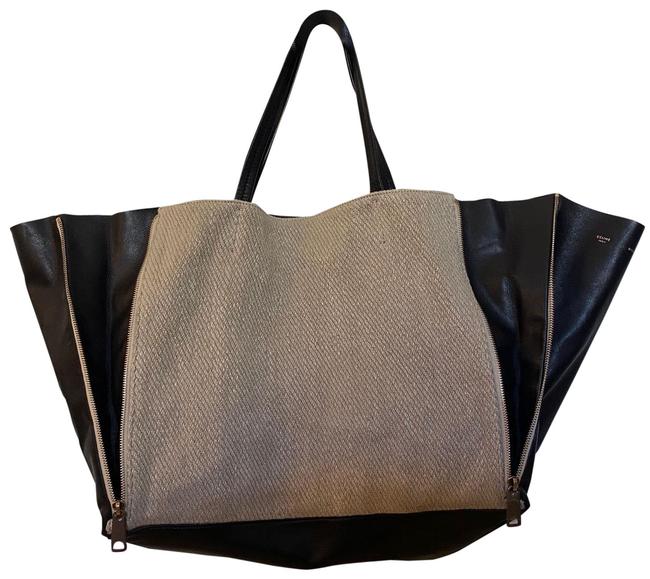 Celine Bag Cabas Horizontal Black Leather Tote