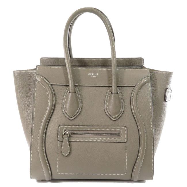 Celine Bag Luggage Micro Calf Ladies Gray Leather Tote