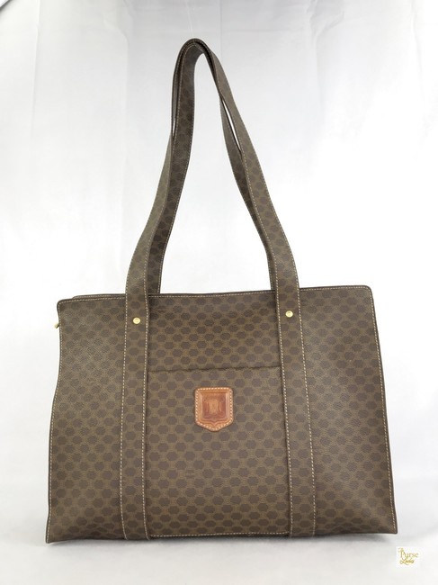 Celine Bag Macadam #32211 Brown Coated Canvas Tote