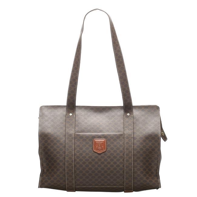 Celine Bag Macadam Brown Coated Canvas Tote