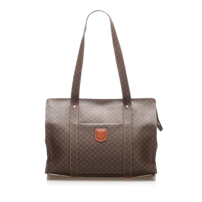 Celine Bag Macadam Brown Leather Tote