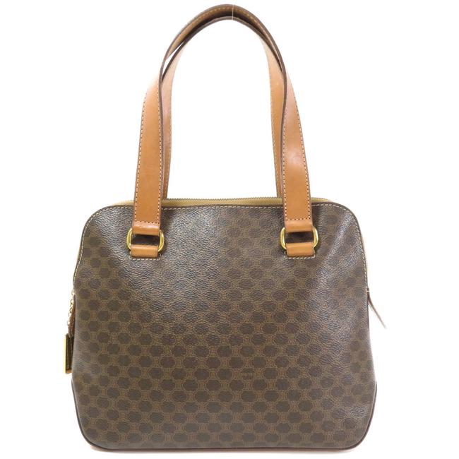 Celine Bag Macadam Pattern Ladies Brown Pvc Tote