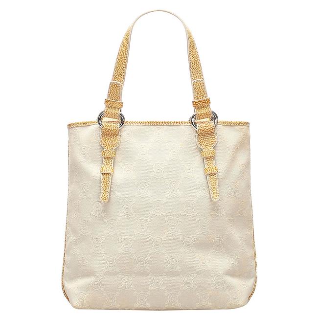 Celine Bag Macadam White Canvas Tote