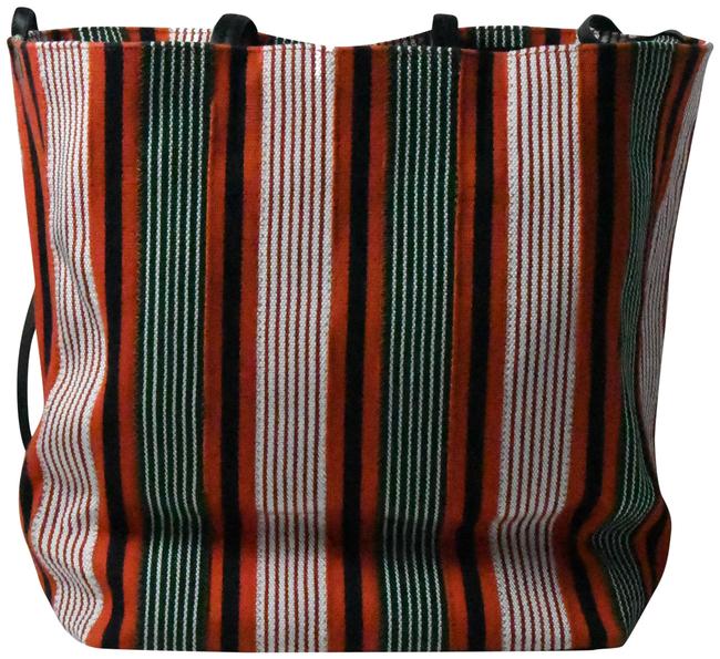 Celine Bag Stripes Large Green Orange Tote