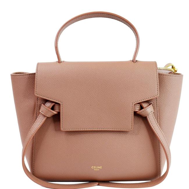 Celine Belt 2way Light Pink Grained Calfskin Leather Shoulder Bag