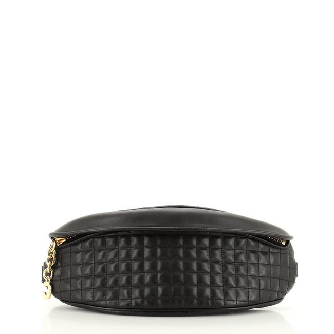 Celine Belt C Charm Quilted Black Leather Shoulder Bag
