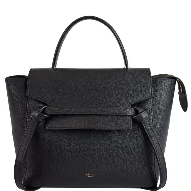 Celine Belt Micro Grained 2way Black Calfskin Leather Shoulder Bag