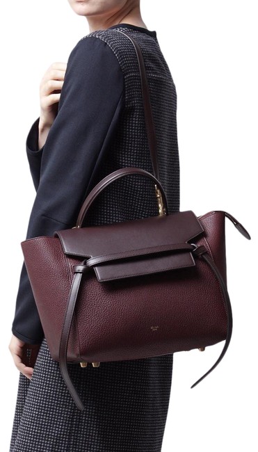 Celine Belt Mini Burgundy Calfskin Leather Shoulder Bag