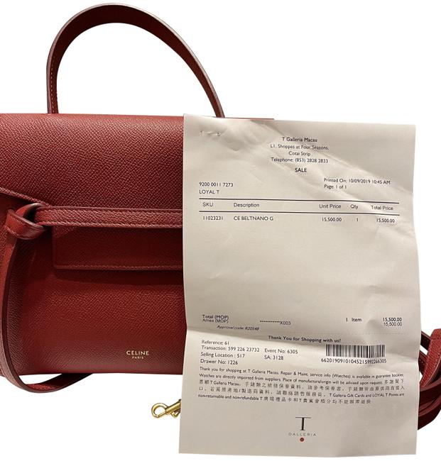 Celine Belt Nano Ruby Leather WeekendTravel Bag