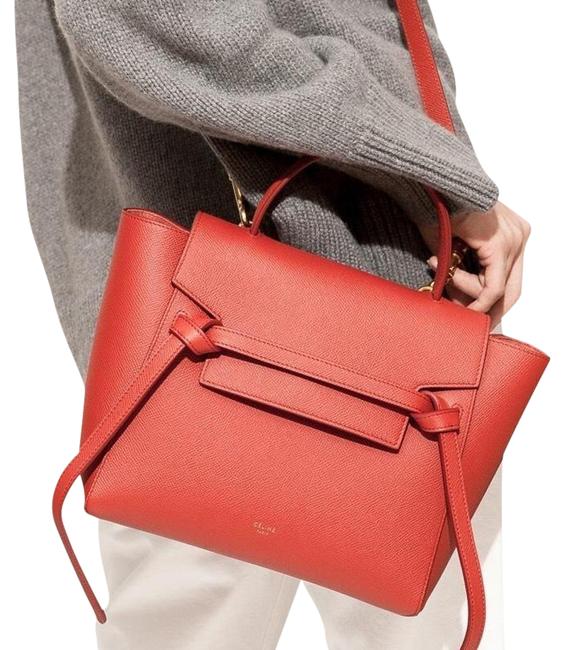 Celine Belt Red Calfskin Leather Shoulder Bag