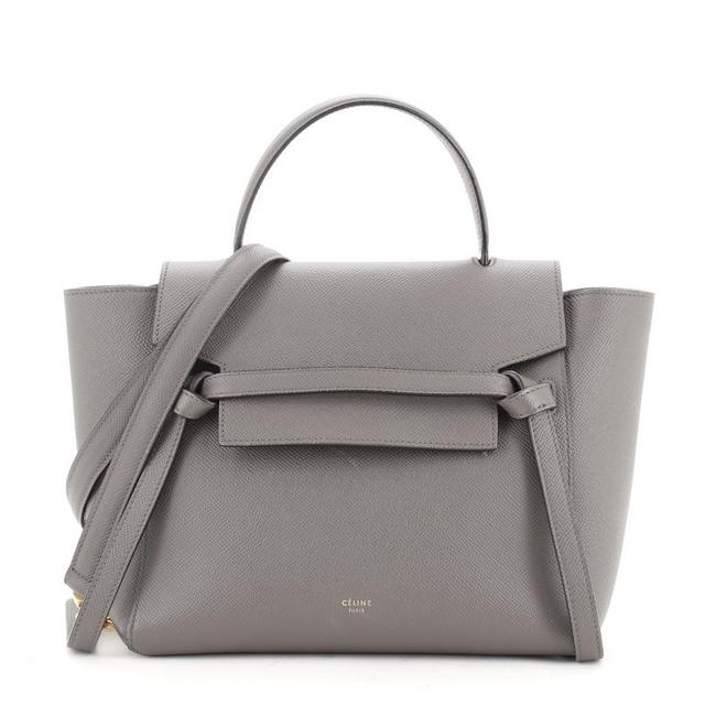 Celine Belt Textured Micro Gray Leather Shoulder Bag