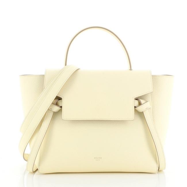 Celine Belt Textured Micro White Leather Shoulder Bag