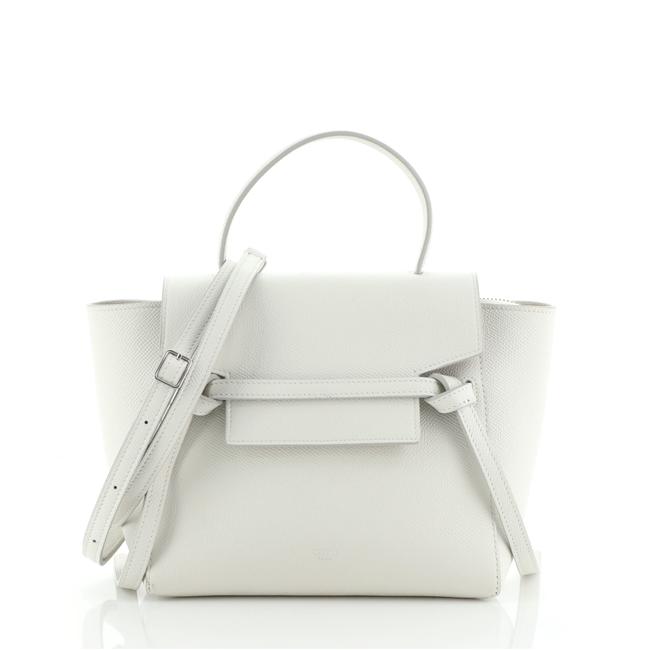 Celine Belt Textured Nano White Leather Shoulder Bag