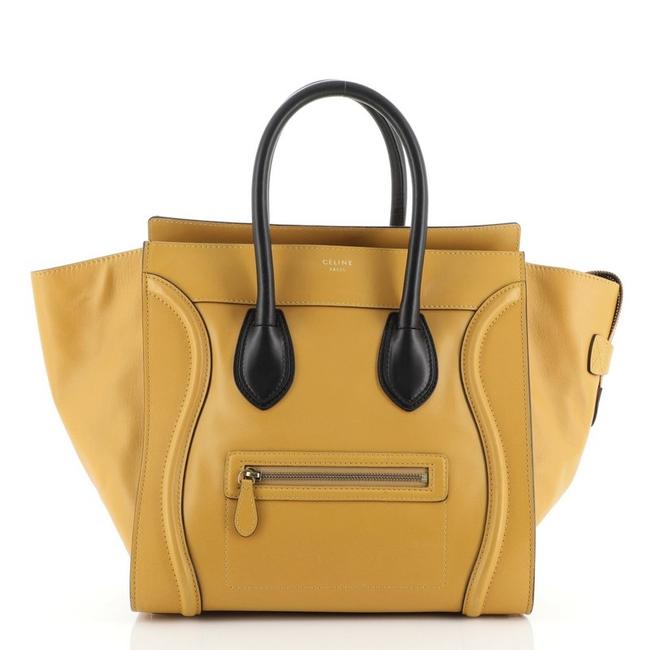 Celine Bicolor Luggage Mini Yellow Grainy Leather WeekendTravel Bag