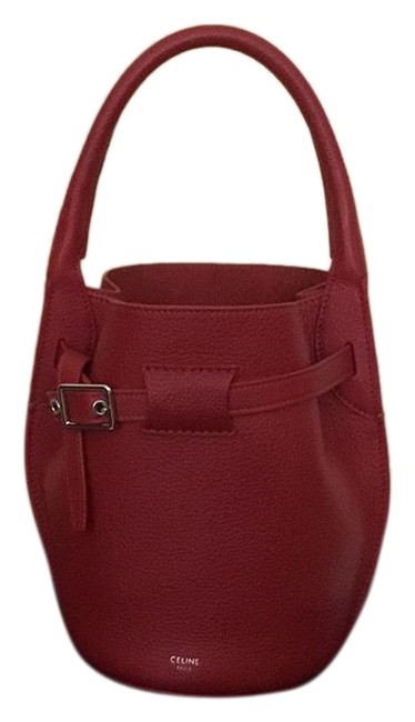 Celine Big Bag Bucket Nano Red Calfskin Leather Tote