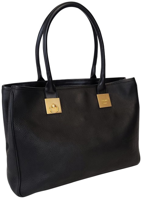Celine Black Bullhide Calfskin Leather Tote