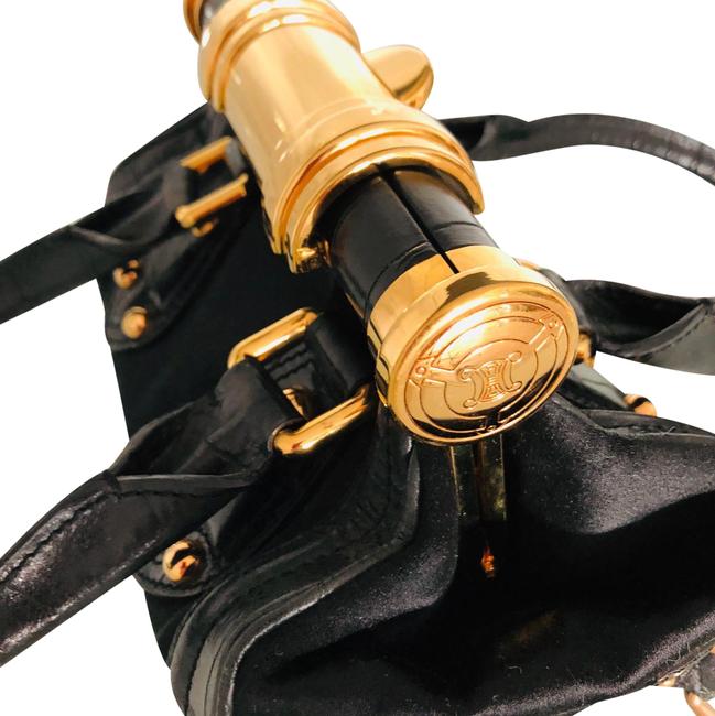 Celine Black with Gold Hardware Leather Baguette