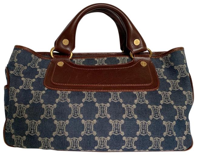 Celine Boogie Macadam Blue Denim Leather Tote