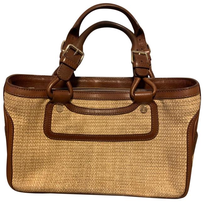 Celine Boogie Natural and Brown Raffia Leather Tote