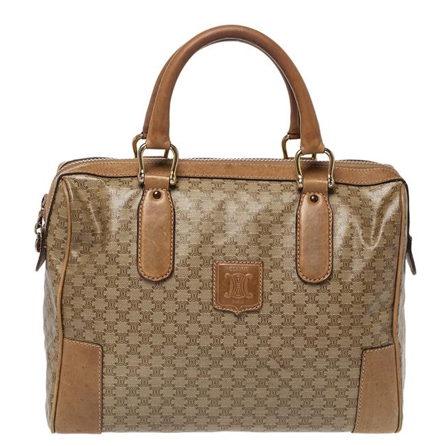 Celine Boston Bag Macadam Coated Canvas and Leather Wristlet