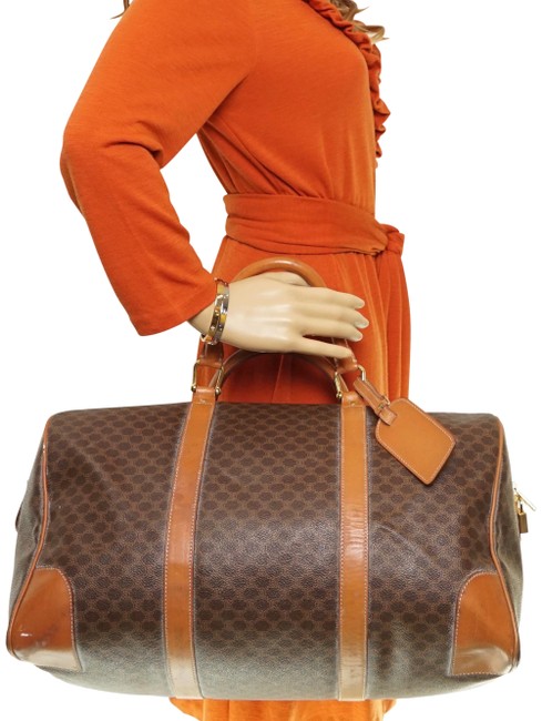 Celine Boston Canvas Leather #5711c11 Brown WeekendTravel Bag