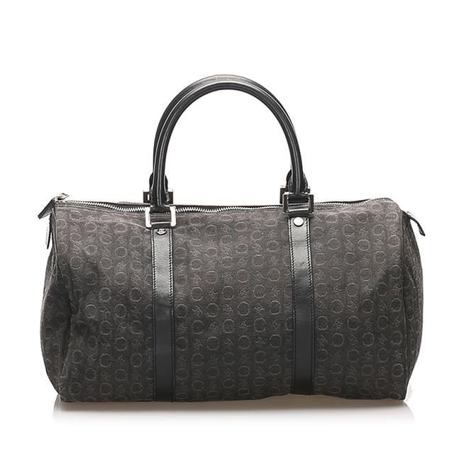 Celine Boston Macadam Canvas Gray Leather Shoulder Bag