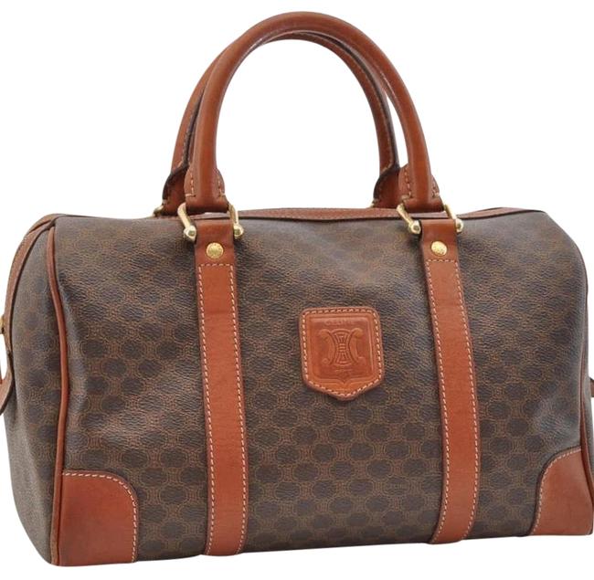 Celine Macadam Boston Pvc Leather Brown Tote