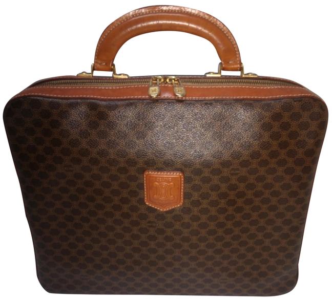 Celine Brief BrownAmber Macadam Natural Leather Laptop Bag