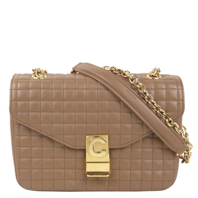 Celine Brown Leather Quilted Medium C Shoulder Bag