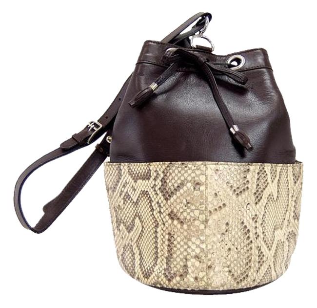 Celine Bucket Brown Python and Leather Shoulder Bag