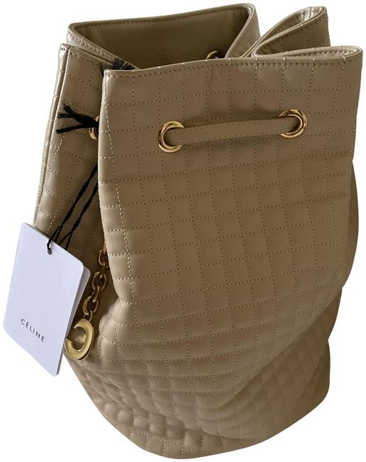 Celine Bucket C Charm Neutral Calfskin Leather Backpack