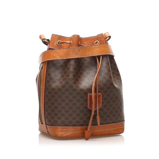 Celine Bucket Macadam Drawstring Brown Leather Shoulder Bag