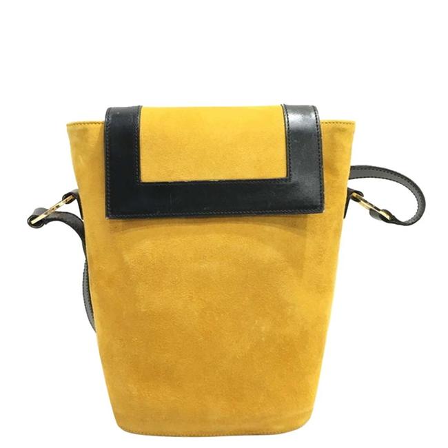 Celine Bucket Yellow Suede Shoulder Bag