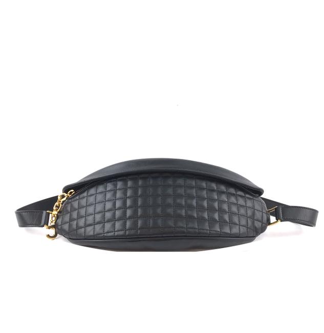 Celine Bumbag Waist Bag #33916 Quilted Black Calfskin Leather Baguette