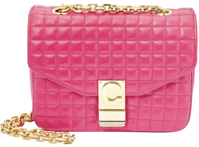 Celine C Pink Calfskin Leather Shoulder Bag