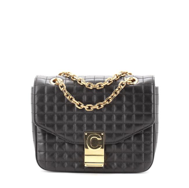 Celine C Quilted Small Black Leather Shoulder Bag