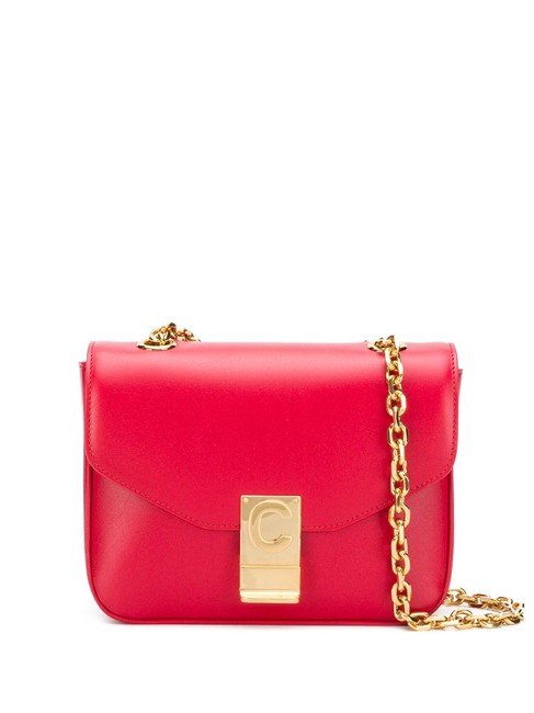 Celine C small Red Leather Shoulder Bag