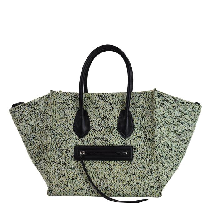 Celine Cabas Phantom Bag Luggage Leather Mint Fuzzy Jacquard Tote