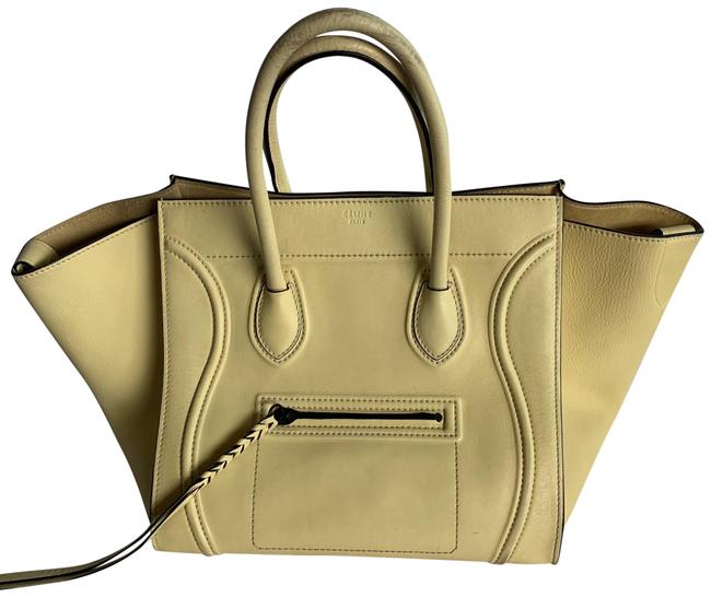 Celine Cabas Phantom Bag Luggage Light Yellow Calfskin Leather Tote