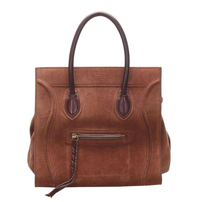 Celine Cabas Phantom Brown Suede Leather Bag Wristlet
