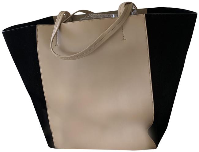 Celine Cabas Phantom Cabas Tan and Black Leather Suede Tote