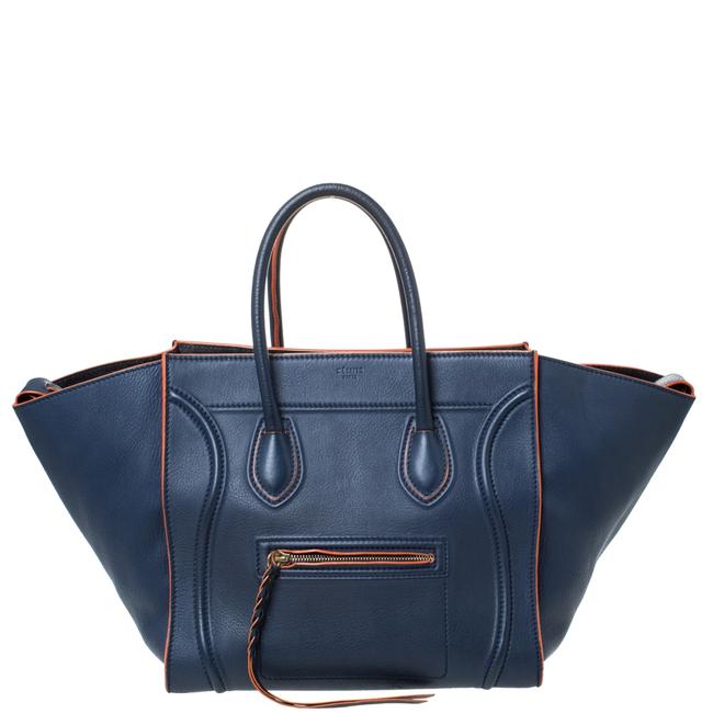 Celine Cabas Phantom Luggage Blue Leather Medium Tote
