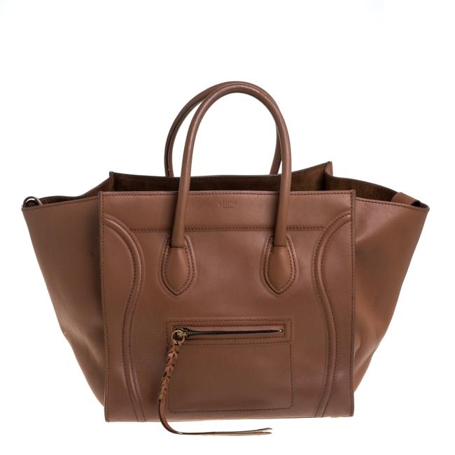 Celine Cabas Phantom Luggage Brown Leather Medium Tote