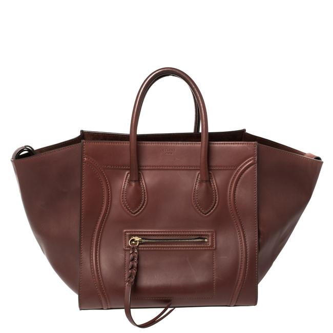 Celine Cabas Phantom Luggage Burgundy Leather Medium Tote