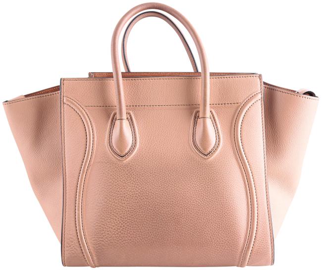 Celine Cabas Phantom Luggage Drummed Medium Beige Calfskin Leather Tote