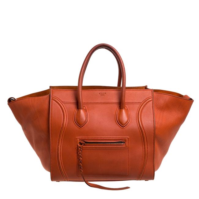Celine Cabas Phantom Luggage Orange Leather Medium Tote