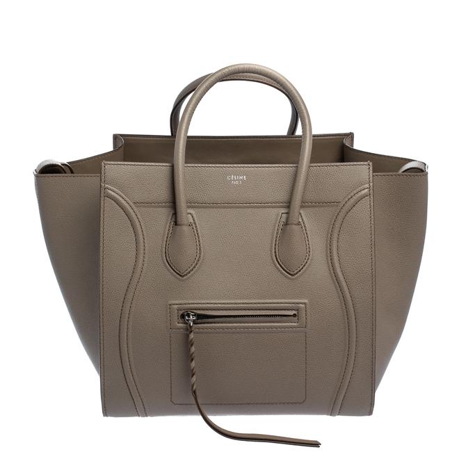 Celine Cabas Phantom Luggage Taupe Leather Medium Tote
