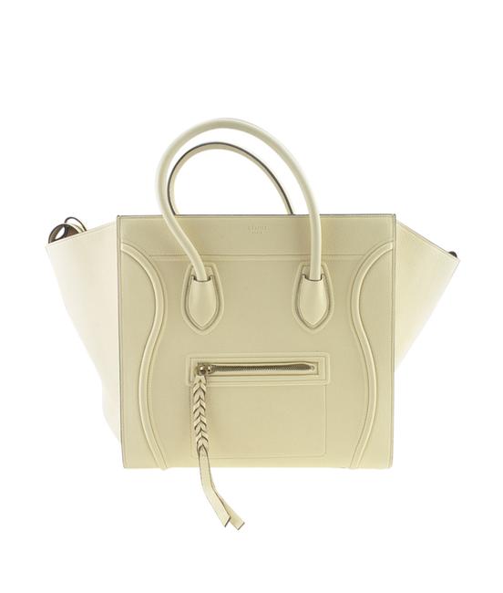 Celine Cabas Phantom Medium Butter Drummed Calfskin 167912 White Leather Tote