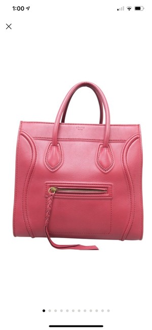 Celine Cabas Phantom Medium Red Calfskin Leather Tote